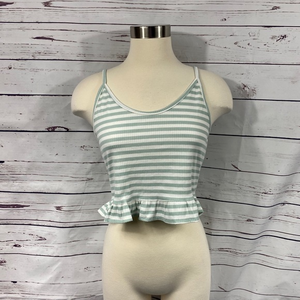 Romwe‎ Teal Ribbed Crop Top